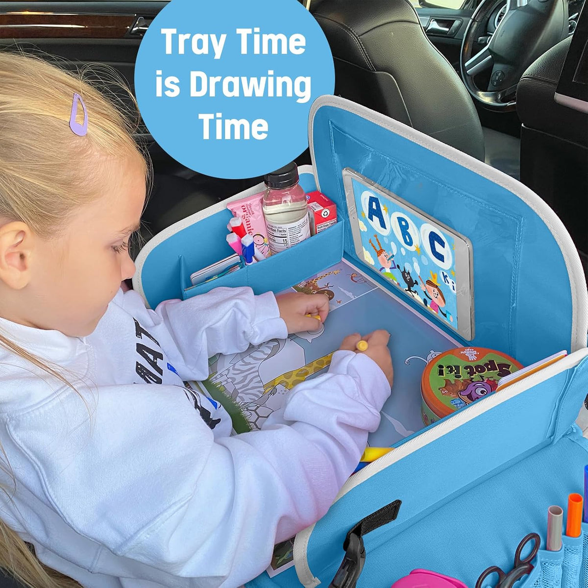 MENZOKE Kids Travel Tray for Boys or Girls, Travel Tray for Kids Car Seat