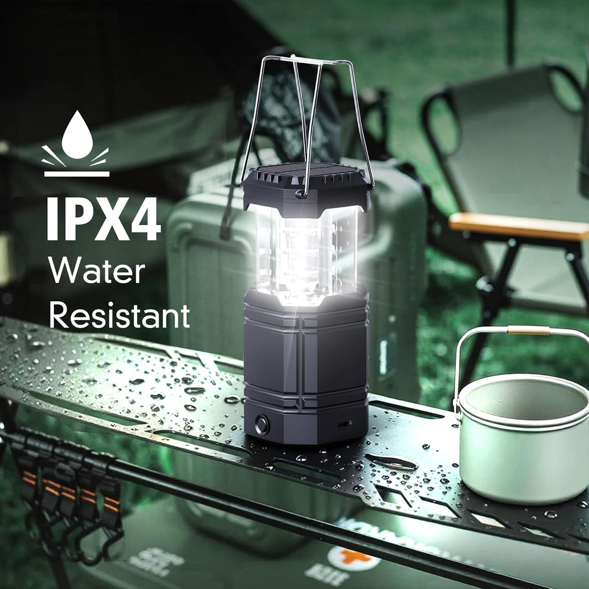 Rechargeable Emergency Lanterns - 4 Pack USB-C & Solar Backup | 1600mAh, 30H Runtime, Compact Camping Lights