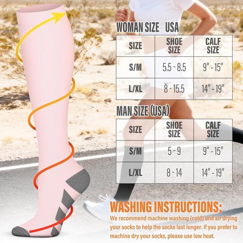 FEYHAY Copper Compression Socks - 15-20 mmHg Support for Enhanced Circulation | 5 Pairs for Men & Women