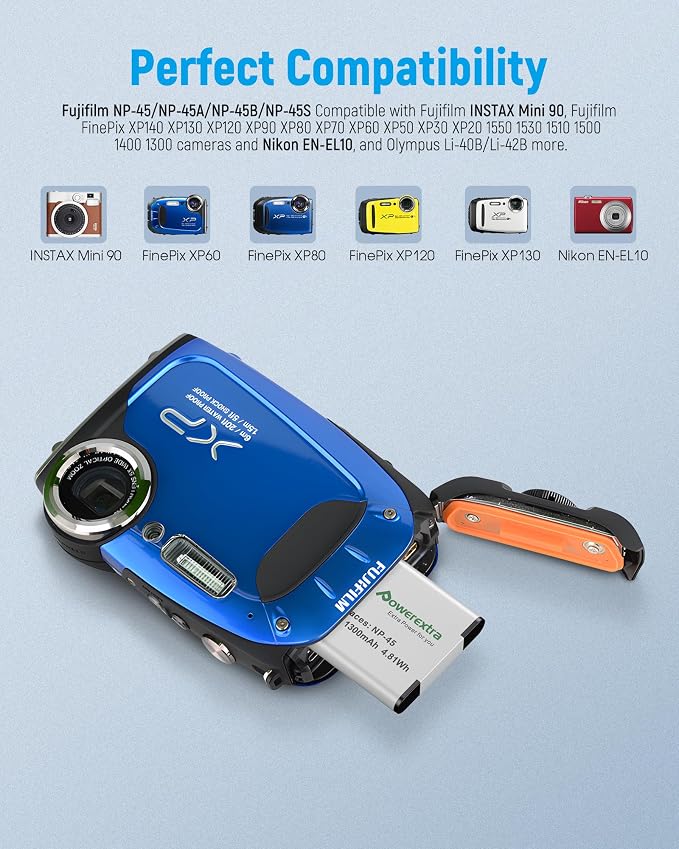NP-45 NP-45A NP-45B NP-45S Battery 1300mAh*2 & Dual Charger Compatible