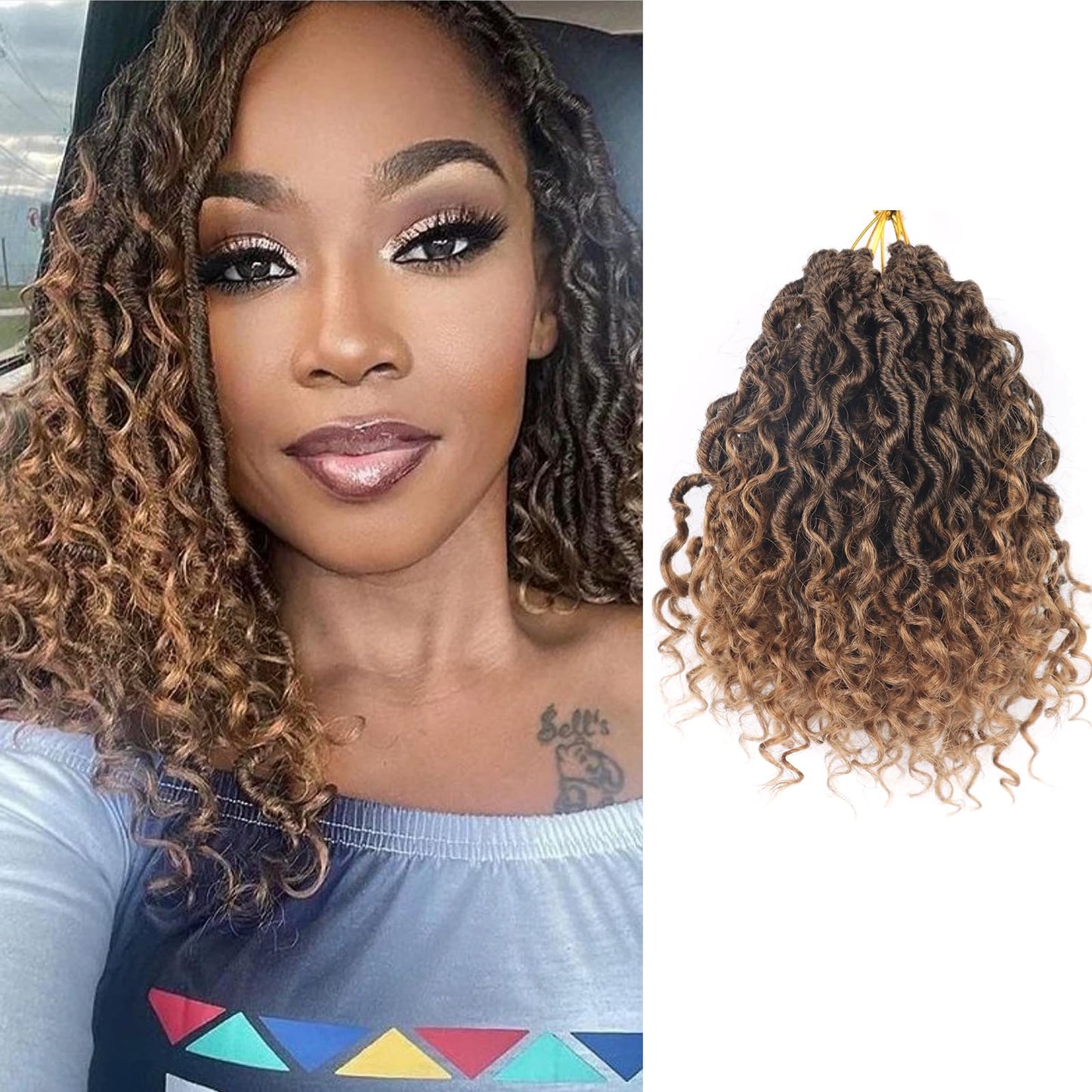 8 Inch Crochet Hair Goddess Locs 7 Packs Bohemian Locs Crochet Hair With Curly Ends Pre Looped Soft Faux Locs Crochet Hair For B