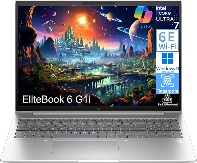 HP EliteBook 6 G1i Laptop Computer, Ultra 7 255U, 16GB DDR5, 512GB SSD | Idea for Business Daily Work, Lifetime Office 365, Backlit Keyboard, Thunderbolt 4, Windows 11 Pro, Pale Silver