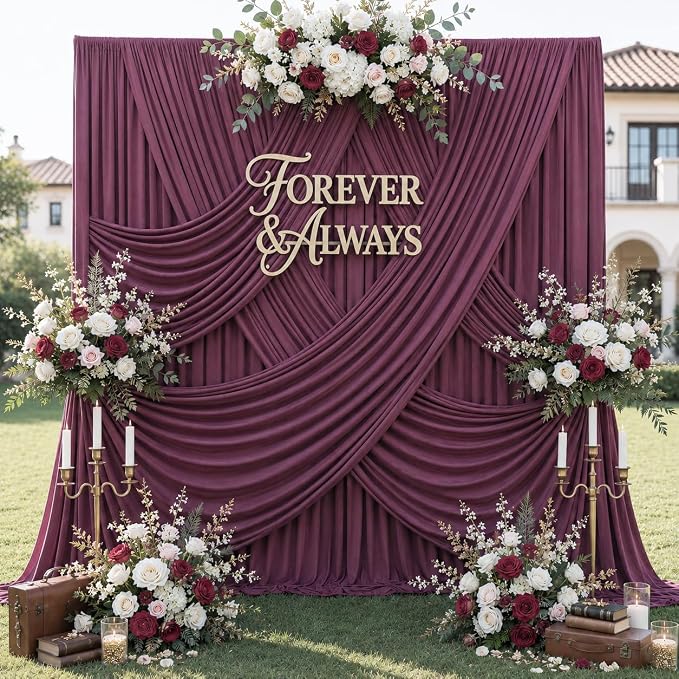 50ft x 12ft Burgundy Backdrop Curtains