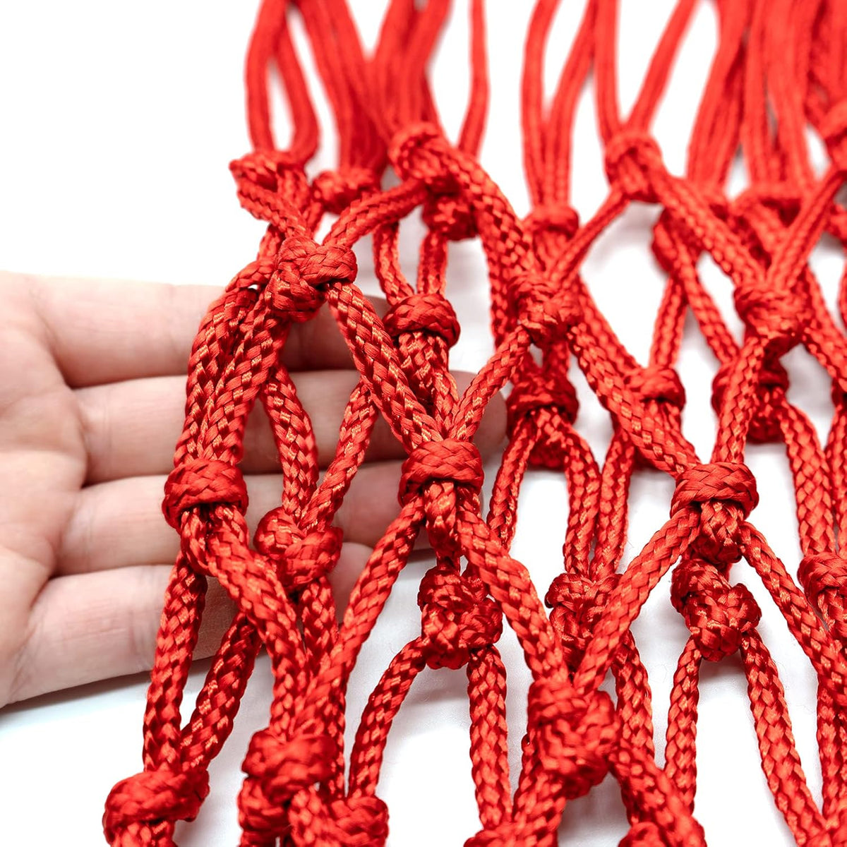 Sanung Basketball Net Replacement - Heavy Duty Anti-Whip Design | 12 Loops, Standard Size, Red