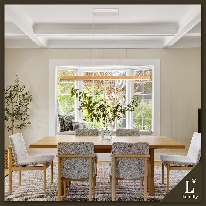 39" Linear Pendant Light Wood Grain Led Linear Pendant Light Fixtures Ceiling
