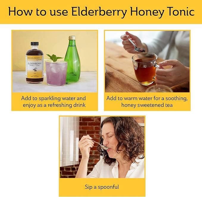 Mickelberry Gardens Elderberry Honey Tonic, Sambucus Syrup, Black Elderberry - Immune Support for Adults and Kids, 4 Ounces (Pack of 2)