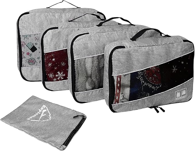 5 Set Packing Cubes for Travel Large Suitcase Luggage Organizer Bags Travel Accessories Vacation 4 Cubes 1 Laundry Pouch Bag