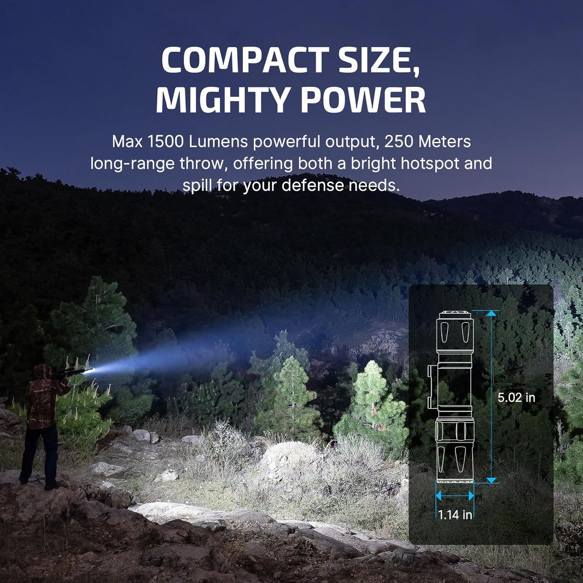 OLIGHT Odin S Tactical Flashlight - 1500 Lumens Rechargeable Weaponlight with Remote Pressure Switch | IPX8 Waterproof, 250m Range (Black)