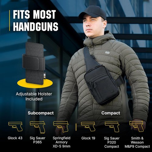 M-Tac CCW Sling Bag EDC Bundle - Tactical Crossbody Concealed Carry Chest Pack with Grip Zipper Pulls (3-Pack)