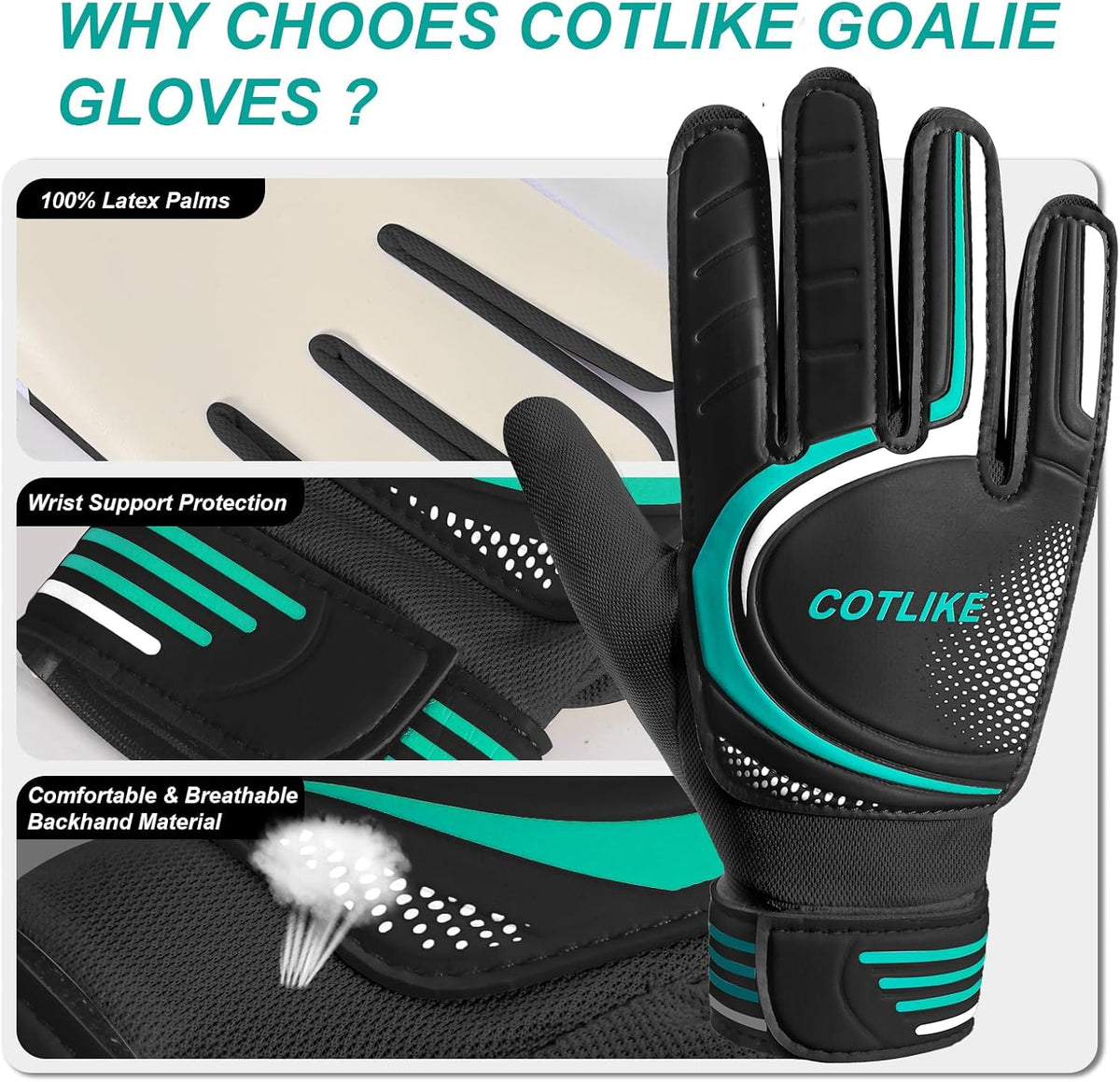 Skiennix Soccer Goalie Gloves - Youth Goalkeeper Gloves for Kids 8-12 | Strong Grip, 100% Latex, Breathable Design