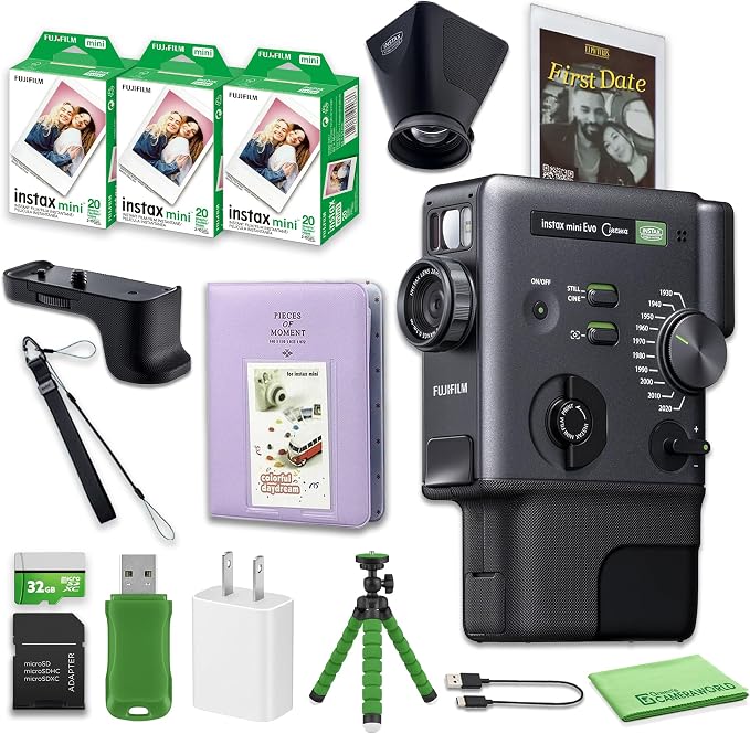FUJIFILM instax mini Evo Cinema Hybrid Instant Camera Value Bundle