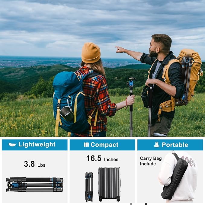 JOILCAN Tripod for Camera, Heavy Duty Travel Tripod for Binoculars Spotting