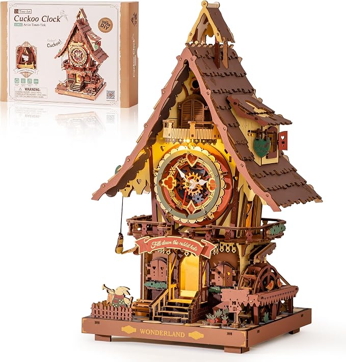 ROBOTIME 3D Wooden Puzzles for Adults-Cuckoo Clock Wooden Models for Adults to
