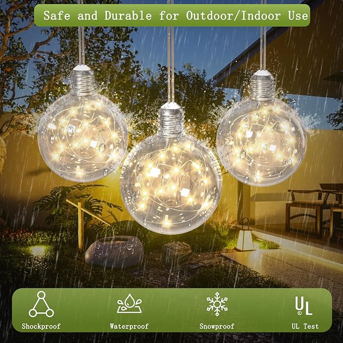 9 Pack Globe String Lights, 10.3FT LED String Lights Indoor, G100 Waterproof Decorative Christmas Lights Ball Bulbs, Built-in 15 LEDs, Warm White Plug-in Fairy Lights for Patio, Bedroom, Halloween