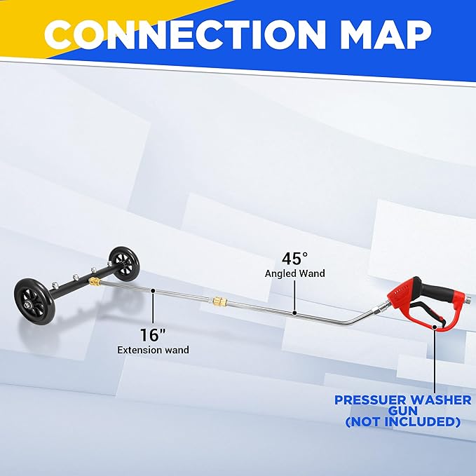 Tool Daily Pressure Washer Undercarriage Cleaner 16 Inch, Undercarriage Pressure Washer Attachment, Under Car Wash with 2 Extension Wands, 4000 PSI