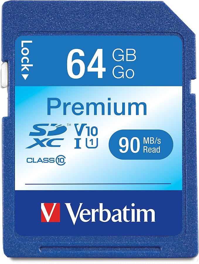 Verbatim 64GB Premium SDXC Memory Card, UHS-I V10 U1 Class 10