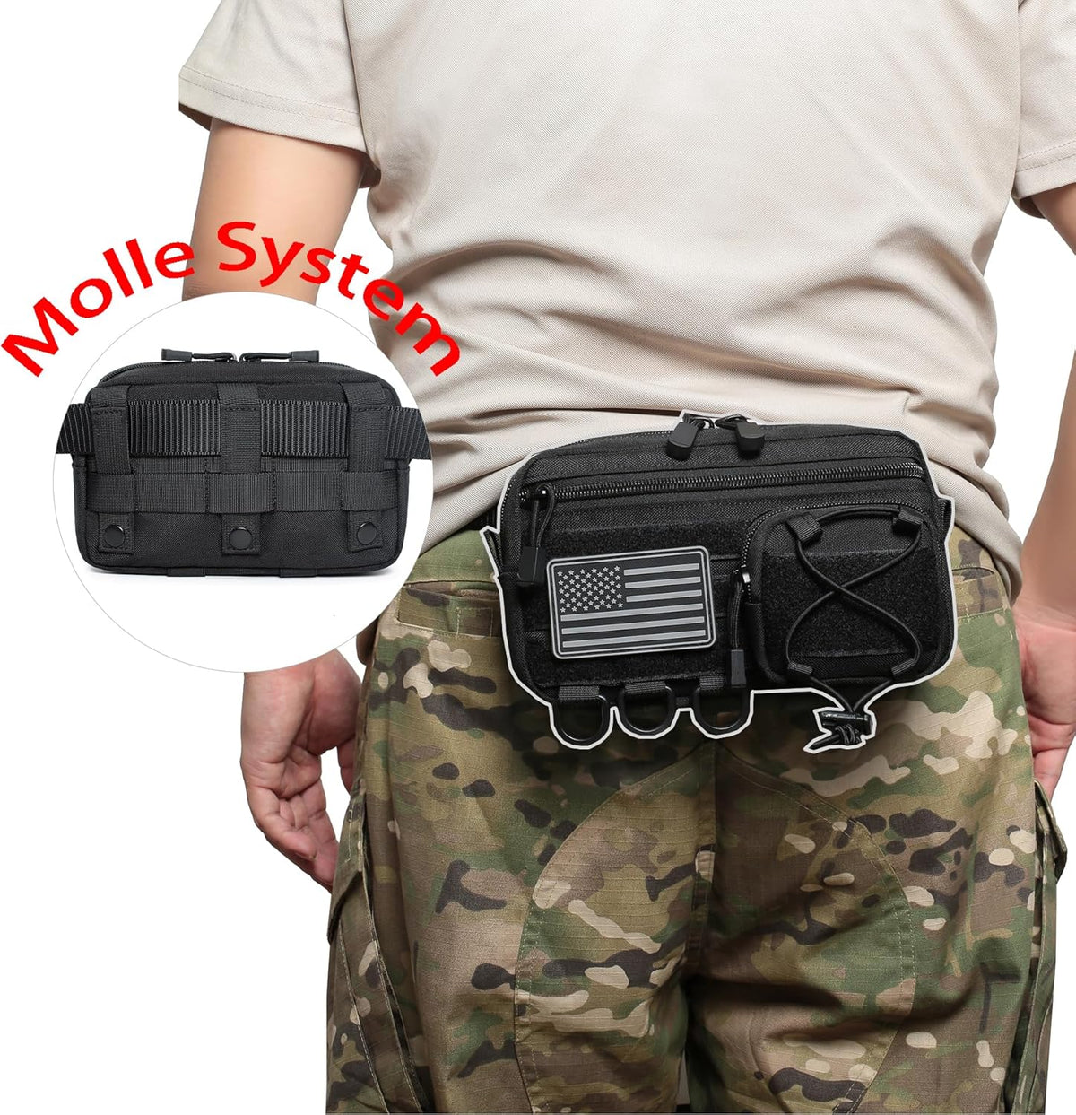 Skiennix Tactical Molle Horizontal Admin Pouch - Front Drawstring Pocket | EDC Utility Organizer Bag