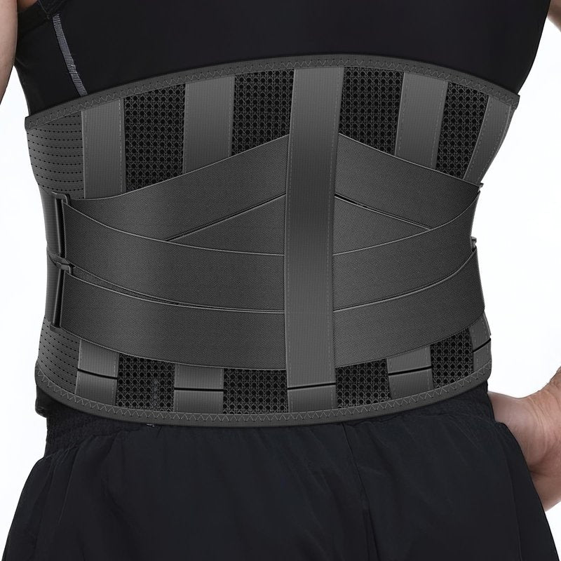 Sohveta Back Brace for Lower Back Pain Relief – Lumbar Support Belt with 5 Steel Stays, Adjustable Compression, Breathable Back Support for Men & Women, Gift Box (Black)