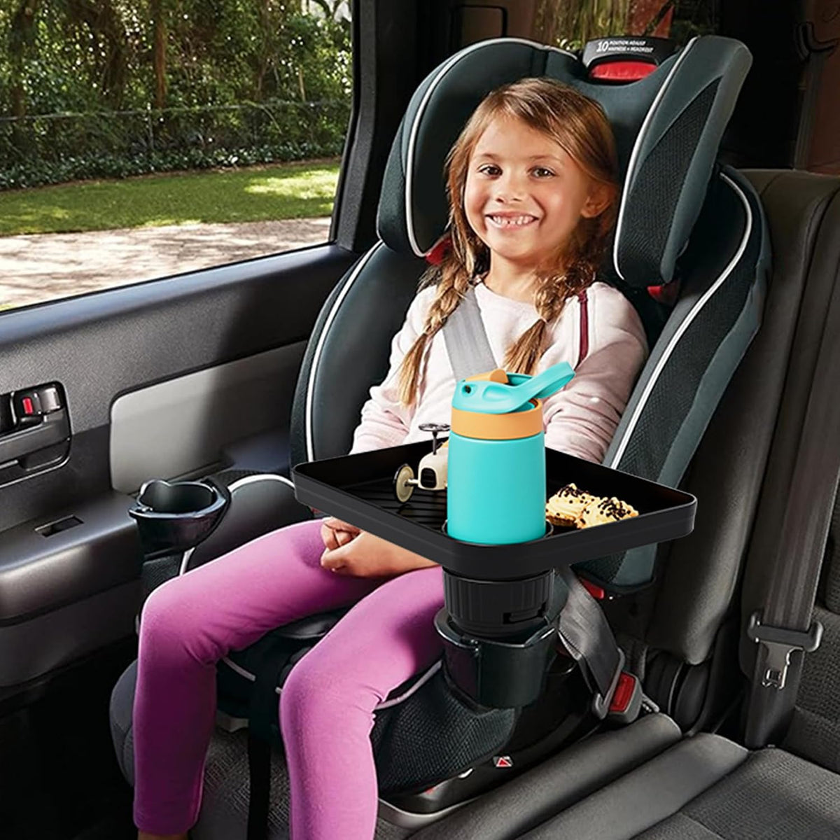 Car Seat Tray for Kids Fits 3.1'-3.5'Cup Holders (1, Large Base)