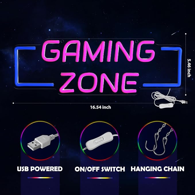 Kavaas Game Zone Neon Signs for Gaming Room Decor