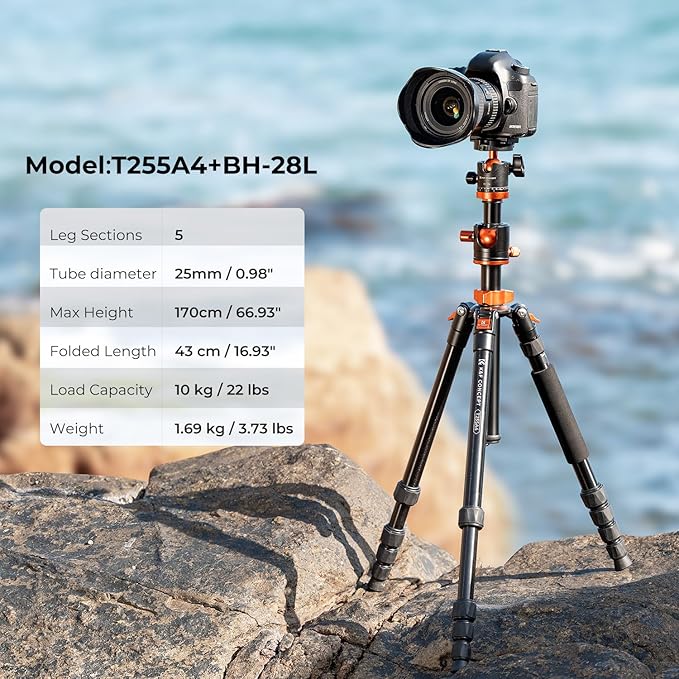 K&F Concept 67 inch Camera Tripod Horizontal Aluminum Tripods Portable Monopod