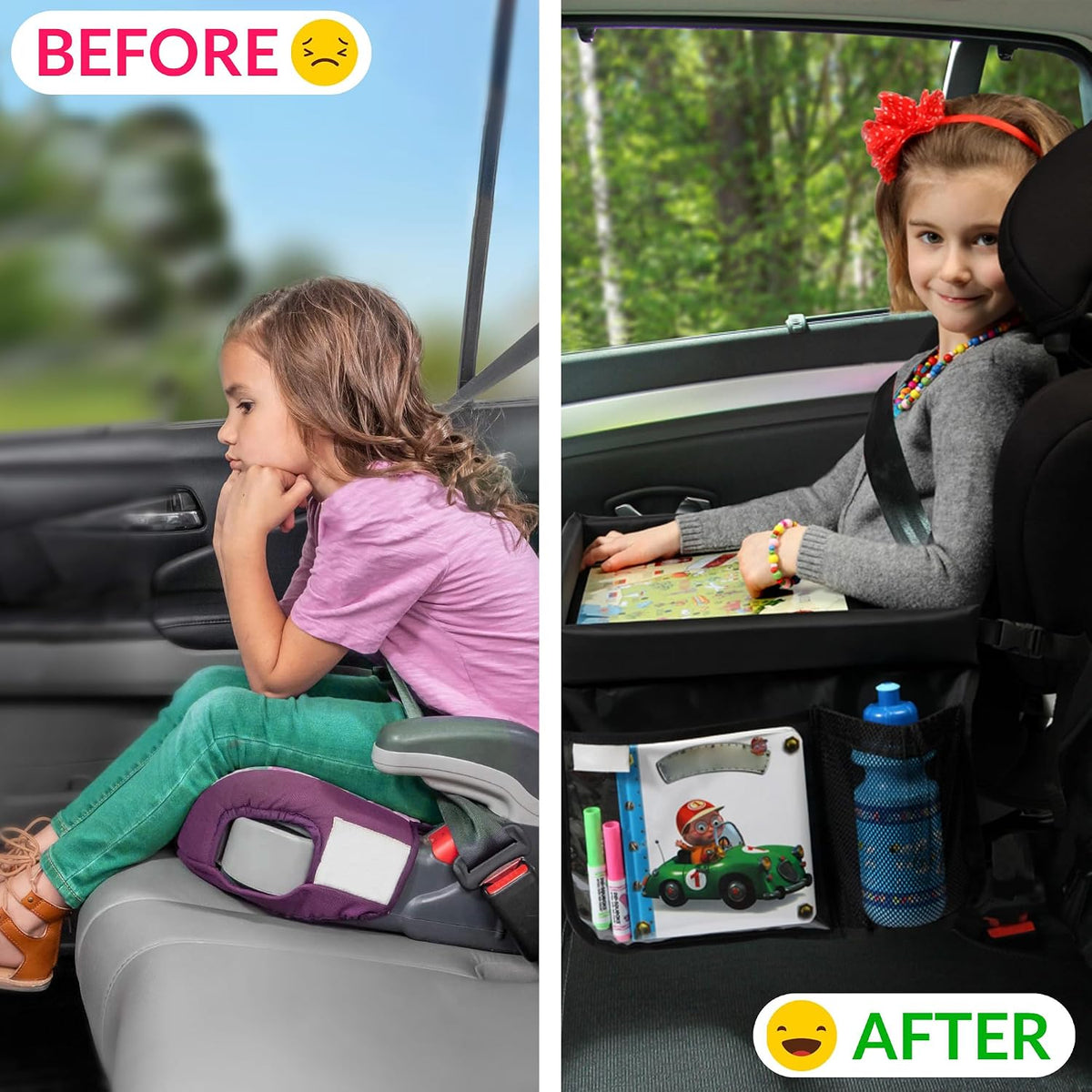 Kids Travel Tray for Kids Car Seat. Toddler Car Seat Tray Table with 6 Compartments and Tablet Stand. Foldable Toddler Table for Travel. Folding Portable Desk. Compact Road Trip Essentials