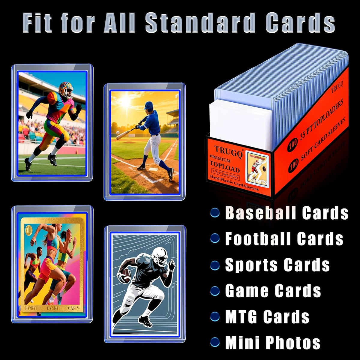 Skiennix 2000 Card Sleeves - Toploaders & Soft Protectors for Trading Cards | 3" x 4" Size