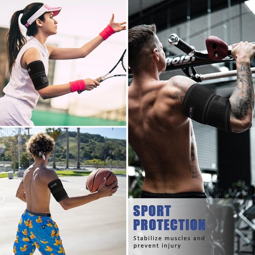 beister Compression Upper Arm Brace (Single), Biceps Tendonitis Support Brace for Men & Women with 4 Pressure Straps, Triceps Compression Sleeve & Wrap for Muscle Strains, Tendovaginitis, Pain Relief
