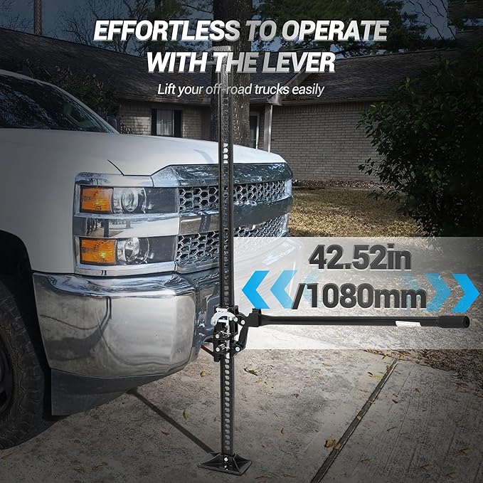GarveeTech 60" Farm Jack, 3 Ton Capacity Ratcheting Off Road, Utility Heavy-Duty F-arm J-ack for Tractor, Truck, SUV, Lift Height 5.12-52 inches