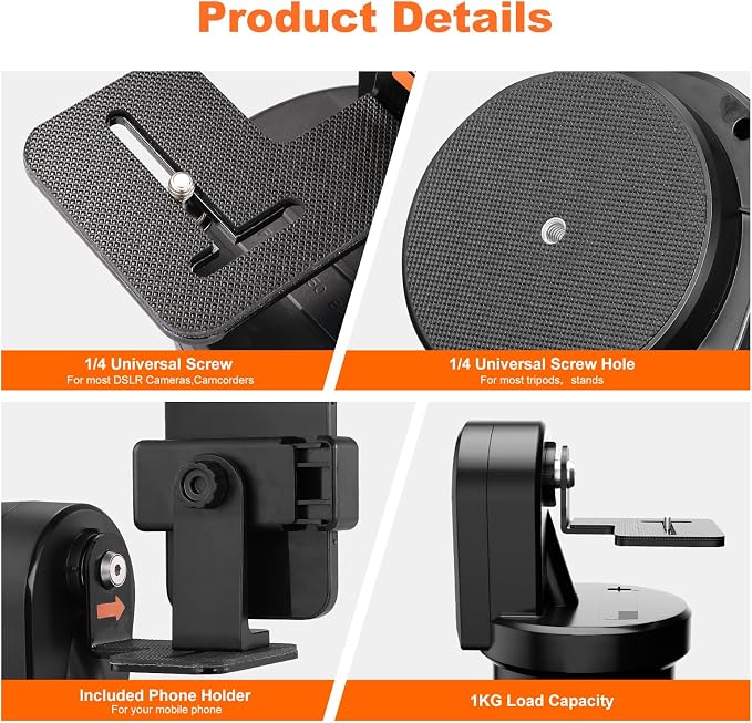 Soonpho M2 Motorized Rotating Panoramic Tripod Head, Remote Control Pan Tilt