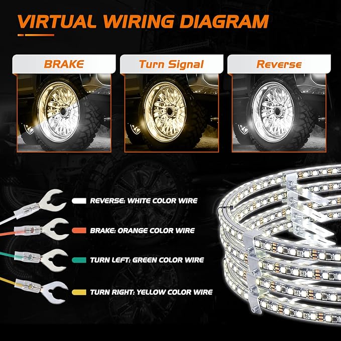Nilight 4PCS 17inch Double Row LED Wheel Ring Lights Pure White