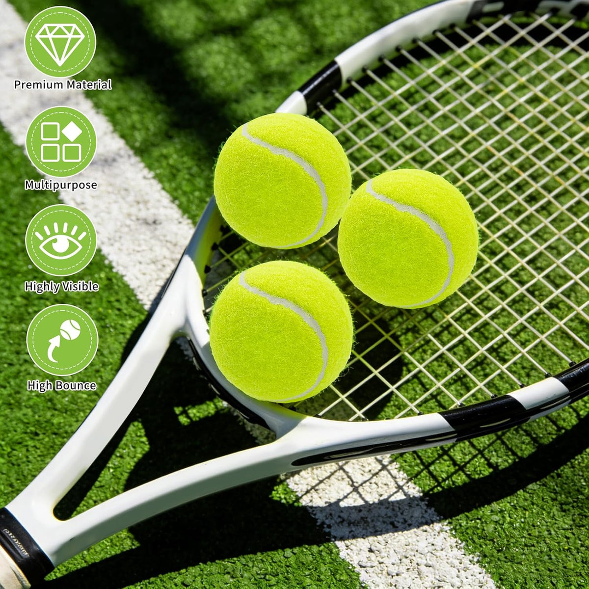 Skiennix Tennis Balls - High Elasticity Training Balls with Mesh Bag for Beginners & Pets | 16 Pack, 2.56 in Yellow