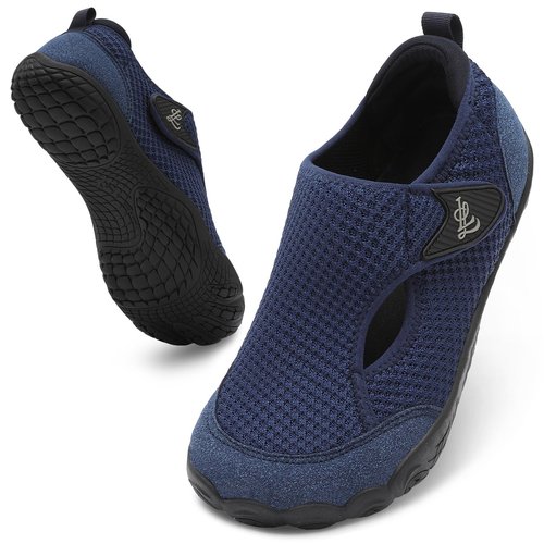 LeIsfIt Women's & Men's Breathable Barefoot Shoes Wide Toe Box Walking Shoes Non-Slip Lightweight Slip-On Shoes for Hiking, Casual Outings & Daily Use Navy, 8.5 Women/7.5 Men