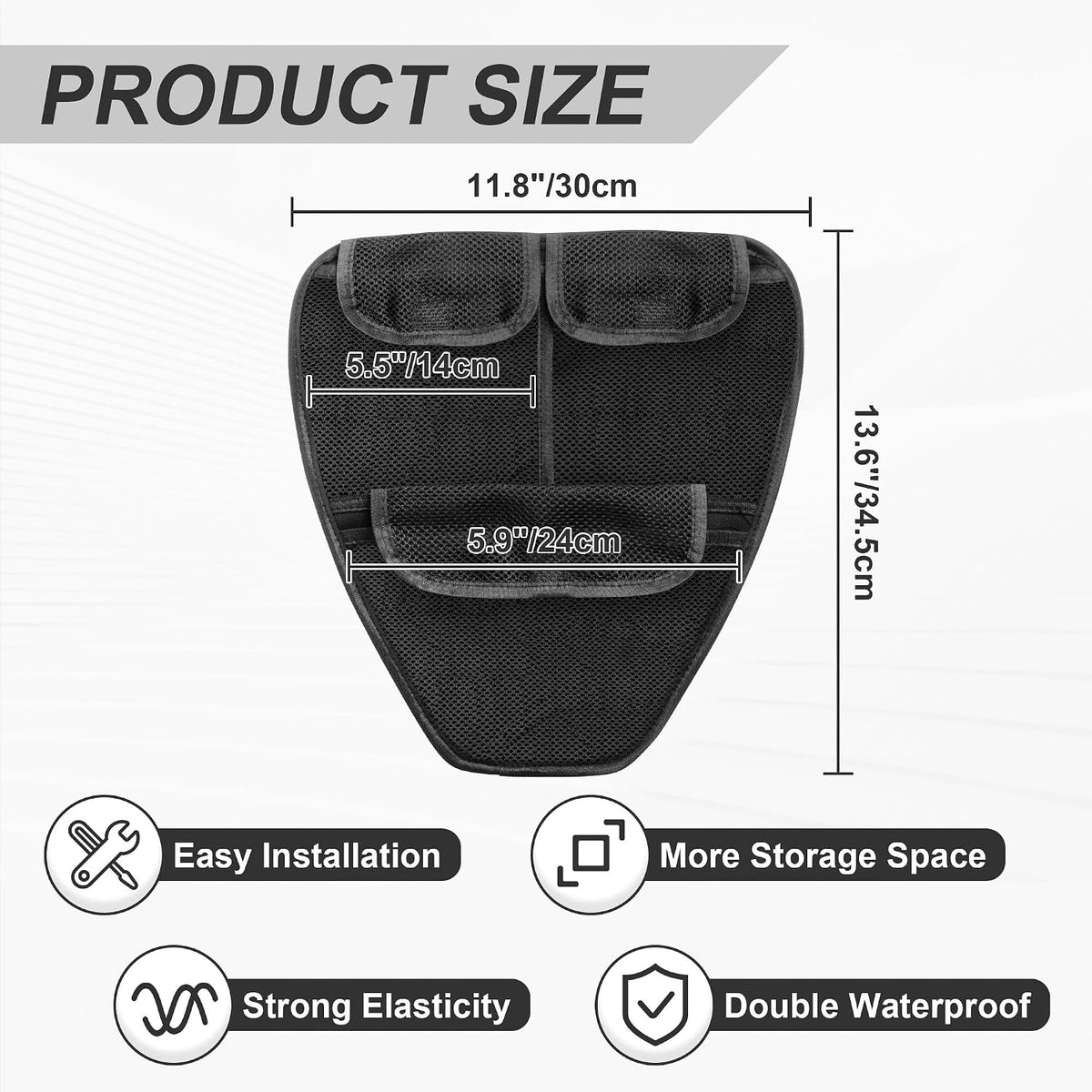 Side Trunk Lid Organizer Fit for Can Am Spyder F3 F3S F3T F3L 2015-2025 Removable 3 Mesh Pocket Luggage Saddle Bag (Black)