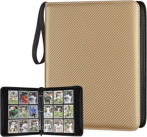 GERMUN 9 Pocket Card Binder - Premium Zip Trading Card Album for MTG, TCG & Sports Cards | 720 Double-Sided Pockets (Gold)