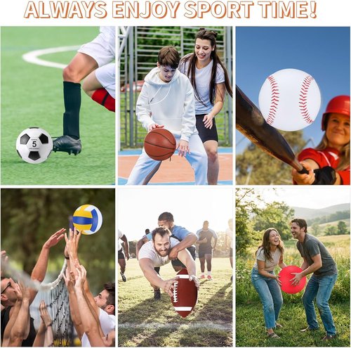 Deekin 12 Pcs Sport Ball Set - Official Size Basketball, Football, Volleyball & More | Includes Bag & Pump