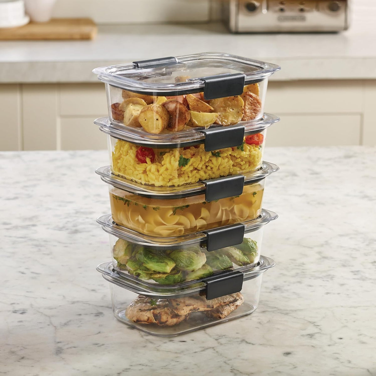 Rubbermaid Brilliance Food Storage Containers - BPA-Free Tritan Plastic, Airtight Lids | Set of 5 (3.2 Cup)