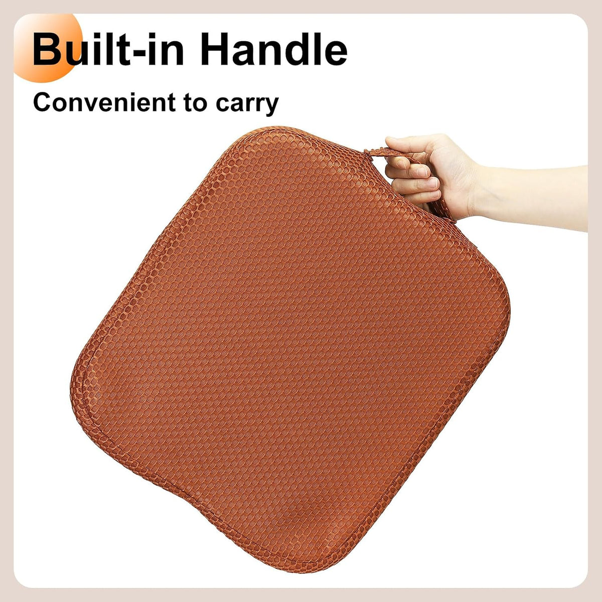 HARFINGTON Seat Cushion 4.72" Thick Comfort Memory Foam Office Chair Cushion with Non Slip Bottom for Car Seat Driver, Orange