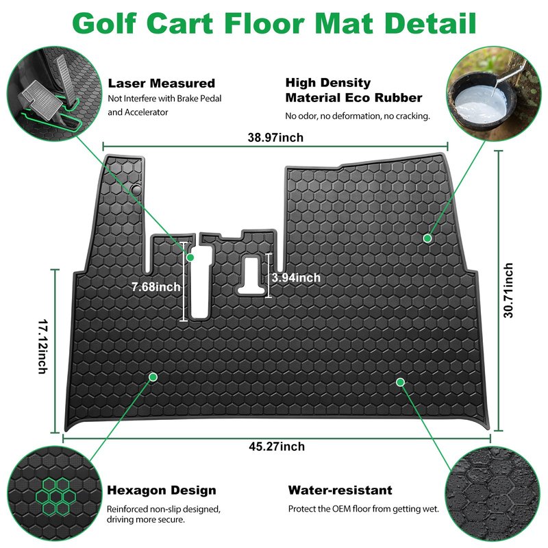 Yamaha Drive2 Golf Cart Floor Mat, Full Coverage Golf Cart Floor Mat Replacement for Yamaha Drive2 Models Only (2017-2023) and UMAX Rally 4x4-Black Trim