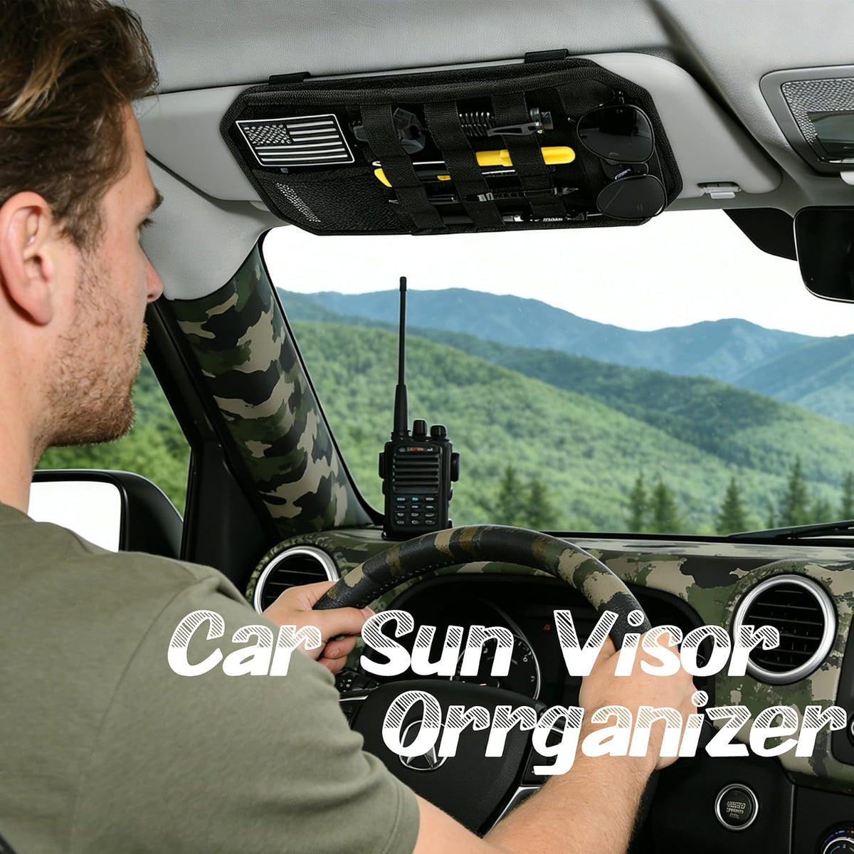 Car Sun Visor Organizer, Fits Most Cars Trucks SUV Jeeps Patrols—Black
