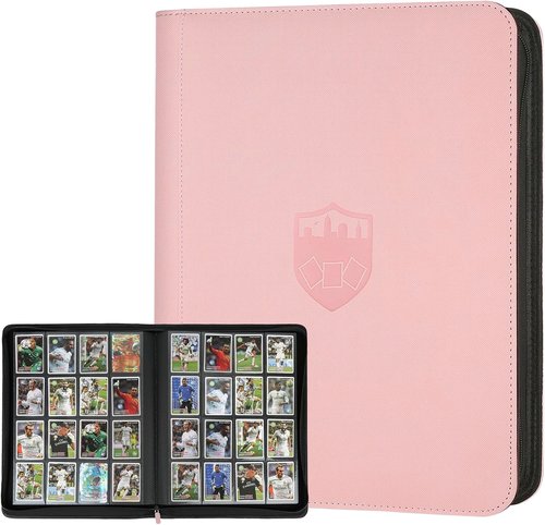 GERMUN Trading Card Binder - 16 Pocket Premium Card Holder for 1000+ Cards | Double-Sided Album (Pink)