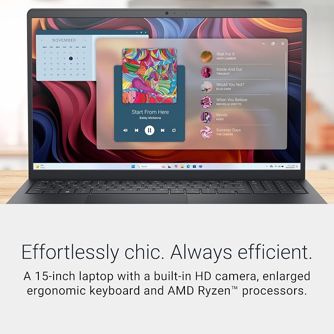 Dell 15.6 Laptop, AMD Ryzen 5 7520U with Radeon 610M, Windows 11 Home | FHD 120Hz IPS, LPDDR5, 512GB SSD, Wi‑Fi 5, Bluetooth, Carbon Black, DC15255