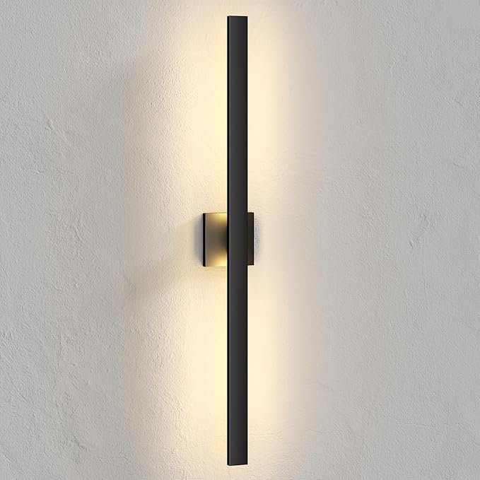 LamQee 39.4 Inch Aluminum Long Outdoor Modern LED Wall Light 3000K 2300LM, Slim Linear Exterior Lighting Fixtures Wall Mount, Waterproof Black Outside Sconce for House Porch Patio Garage Door Yard