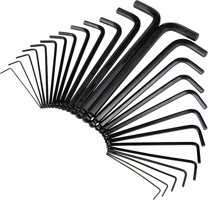 Steelman 26-Piece Long Arm Ball End Hex Key Wrench Set, Inch/Metric (SAE/MM), Extended Length Driver Shafts for Long Reach, Machined Ball Ends for Tight Spaces