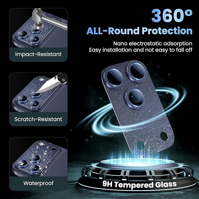 Uyiton Compatible with iPhone 17 Pro Max Camera Lens Protector Bling