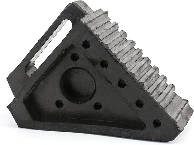 Fasmov 2 Pack Solid Rubber Heavy Duty Wheel Chock, Ergonomic Carry Handles, Premium Chock for Car, Travel Trailers, RV, Truck, and ATV