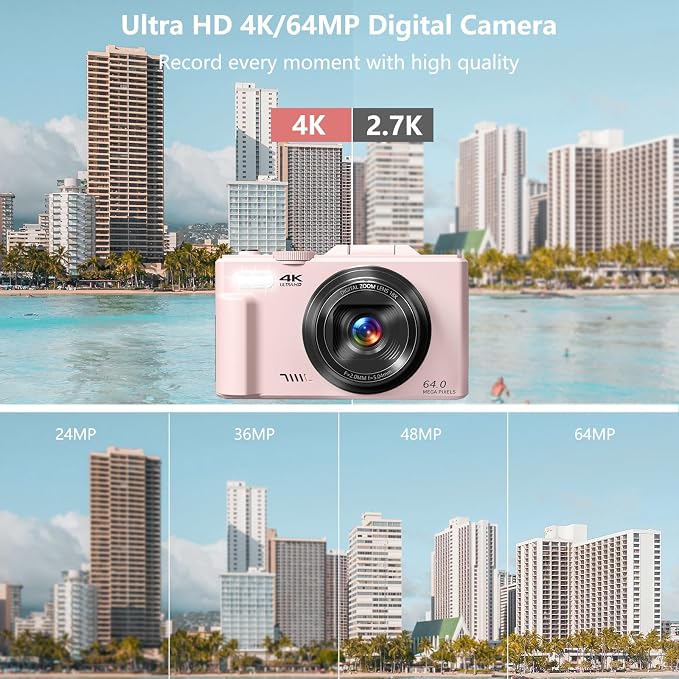 Digital Camera for Photography, 4K Vlogging Camera for YouTube 3" 180° Flip
