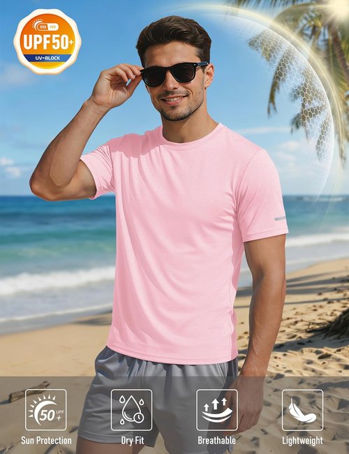 MAGCOMSEN Men's Athletic Short Sleeve Workout Shirt - UPF 50+ Sun Protection for Gym & Running