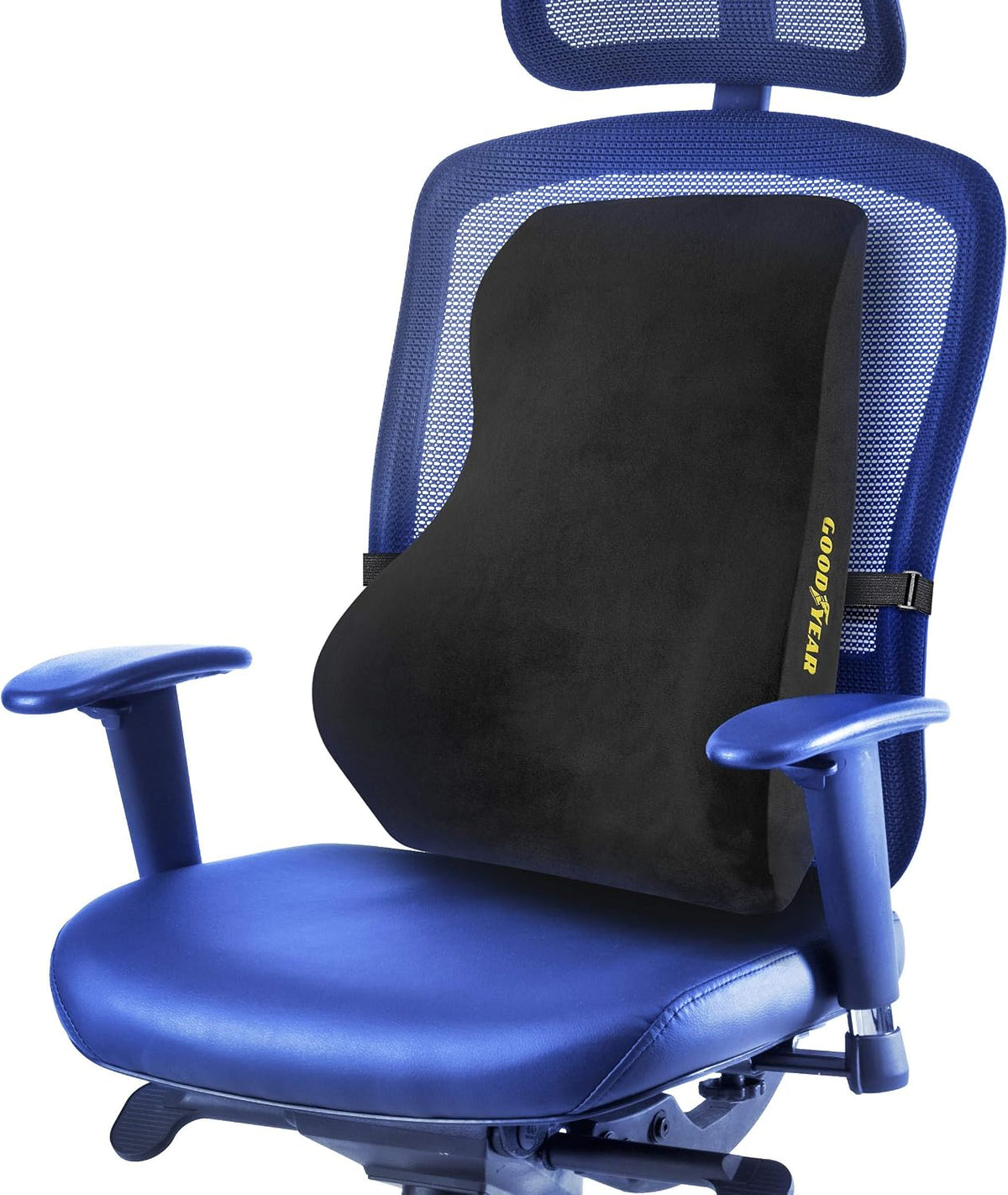 Goodyear GY1015 - Full Size Back Support Pillow for Office Chair or Car / SUV - Helps Relieve Pain - 100% Pure Memory Foam - Improves Posture - Fits Most Seats - Premium Soft Plush
