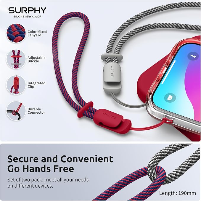SURPHY 2 Pack Phone Lanyard for Cellphone Case, Phone Wrist Strap for Case